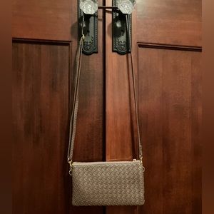 Woven leather crossbody bag